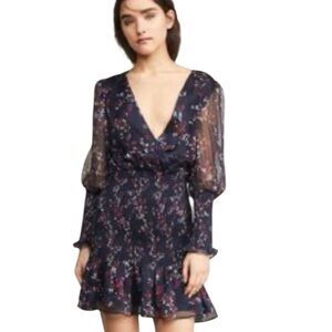 KEEPSAKE the Label Dalliance LS Mini Dress in the Midnight Floral pattern XS